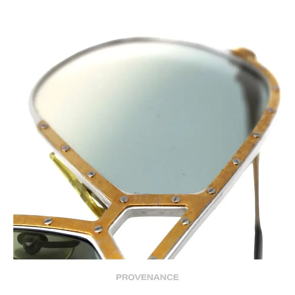 Gold Metal Aviator Sunglasses with Gradient Blue Lenses